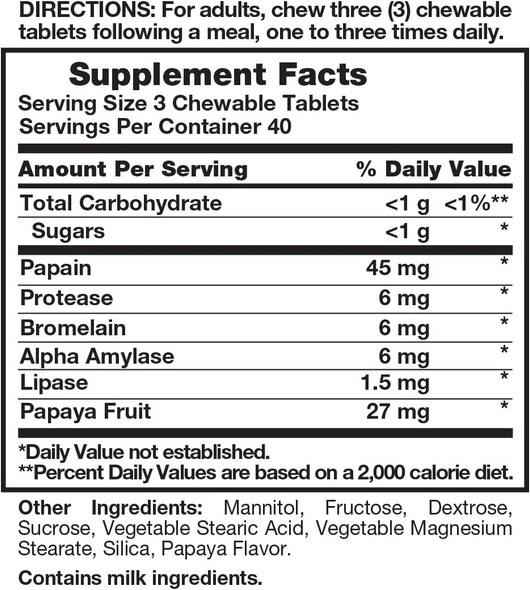 Nature's Truth Chewable Papaya Enzyme 120 Tablets