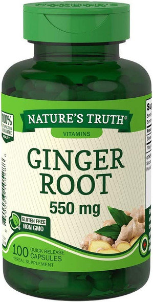 Nature's Truth Ginger Root 550 mg Herbal Supplement - 100 Capsules, Pack of 2