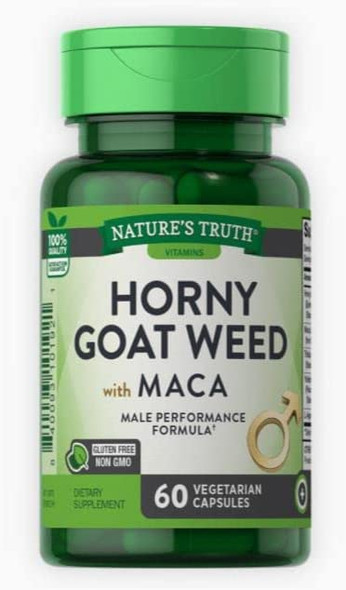 Nature's Truth Horny Goat Weed with Maca Dietary Supplement - 60 Quick Release Capsules, Pack of 4