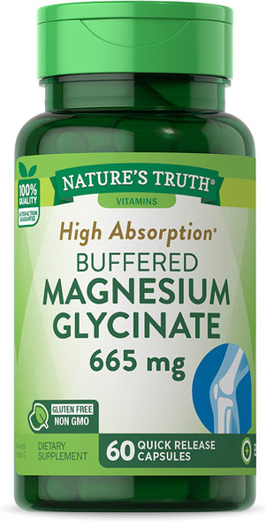 Magnesium Glycinate Capsules | 665mg | 60 Count | Non-GMO, Gluten Free Supplement | by Nature's Truth