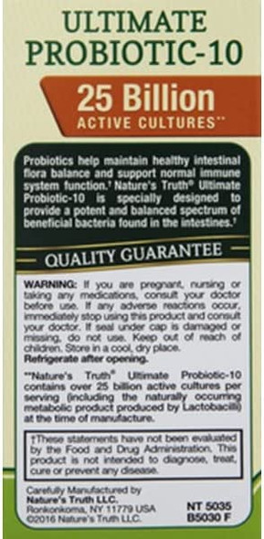 Nature's Truth Ultimate Probiotic-10 111 mg Quick Release Capsules - 60 ct, Pack of 2