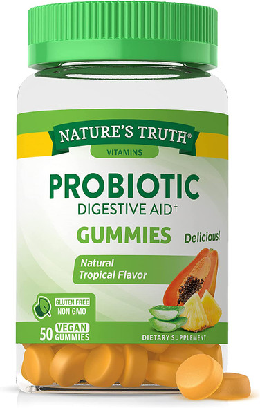 Probiotic Gummies | 50 Count | Vegan, Non-GMO & Gluten Free Digestive Health Supplement | by Natures Truth