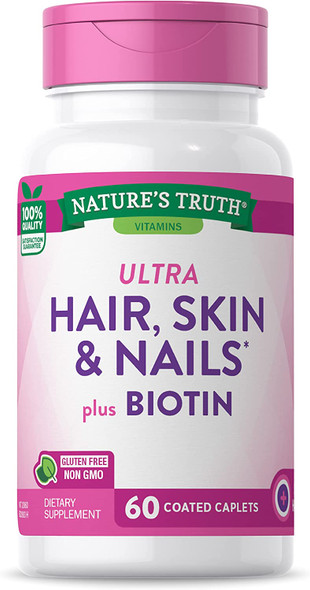 By Nature Hair Skin & Nails Vitamin Gummies - with Biotin, Folic Acid,  Vitamin A, C, E, B6, B7, B9 & B12 for Hair Growth, Glowing Skin & Strong  Nails (30-Day Pack) :