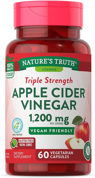 Nature's Truth Apple Cider Vinegar 600 mg Quick Release Capsules Triple Strength - 60 ct, Pack of 3
