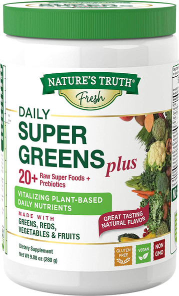 Nature's Truth Daily Super Greens Powder with Reds, Prebiotics & Antioxidants, 9.88 Ounce