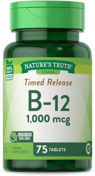 Nature's Truth Vitamin B-12 1000Mcg Time Release Tablets, 75 Count
