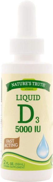 Nature's Truth D3 5000 IU Fast Acting Vitamin Supplement Liquid - 2 oz, Pack of 4