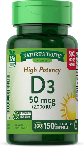 Nature's Truth High Potency Vitamin D3 2000 iu, 150 Count (Pack of 3)