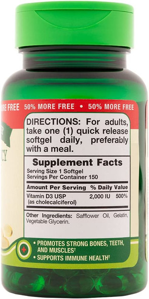 Nature's Truth High Potency Vitamin D3 2000 iu, 150 Count (Pack of 3)