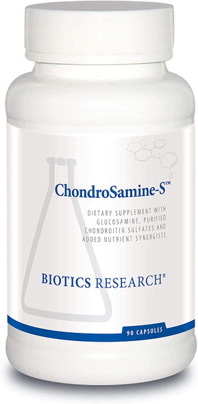 Biotics Research ChondroSamine S Comprehensive Joint and Connective Tissue Support, 600 Elemental Glucosamine, MSM, Vitamin C, Manganese, Niacin, Pantothenic Acid, Folate, B12, SOD, Catalase 90caps