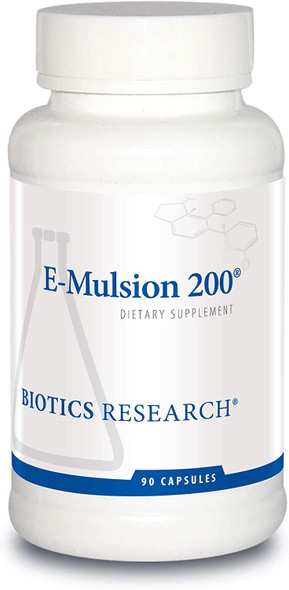 Biotics Research E-Mulsion 200©- Emulsified, Enhanced Absorption, Vitamin E, Mixed Tocopherols, Antioxidant, Cardiovascular Health, Immune Support 90 caps