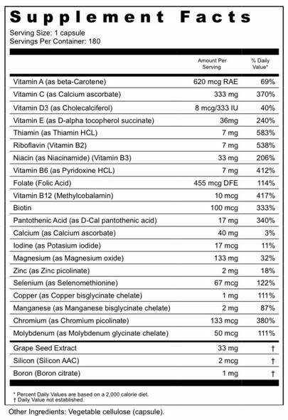 BioPlus Multivitamin  Multimineral 180 caps by BioActive Nutrients