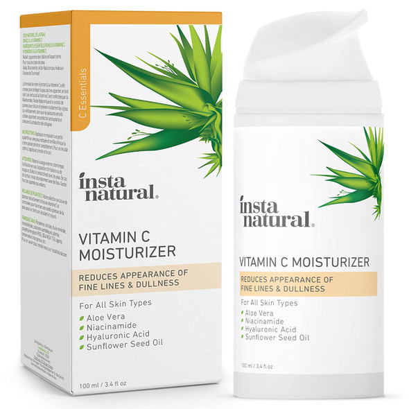 InstaNatural Vitamin C Moisturizer, Daily Moisturizer for Anti Aging, Brightening, and Hydration, Formulated with Hyaluronic Acid, Aloe Vera, and Niacinamide