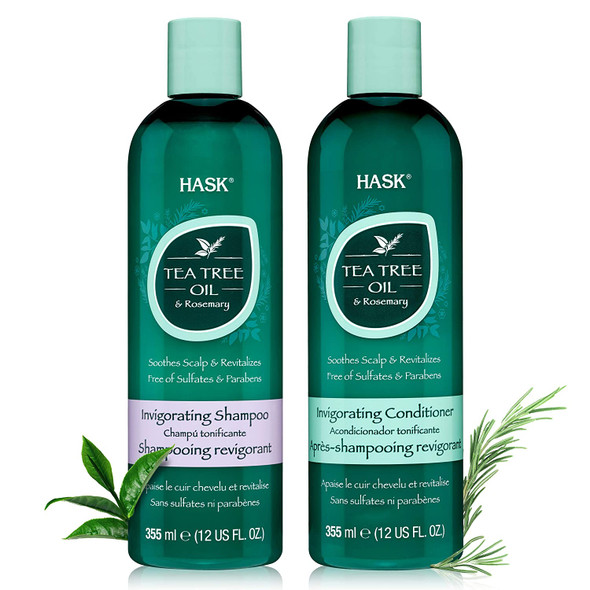 HASK Tea Tree Shampoo and Conditioner Collection: Includes Tea Tree Oil & Rosemary Shampoo and Conditioner and a 12 Pack of Tea Tree Deep Conditioner