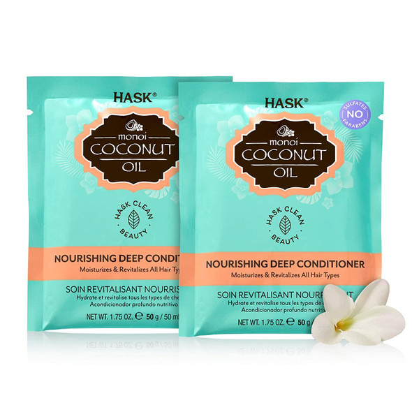 HASK Coconut and Macadamia Deep Conditioner Pack: Includes 2 Monoi Coconut Oil Deep Conditioners and 2 Macadamia Deep Conditioners