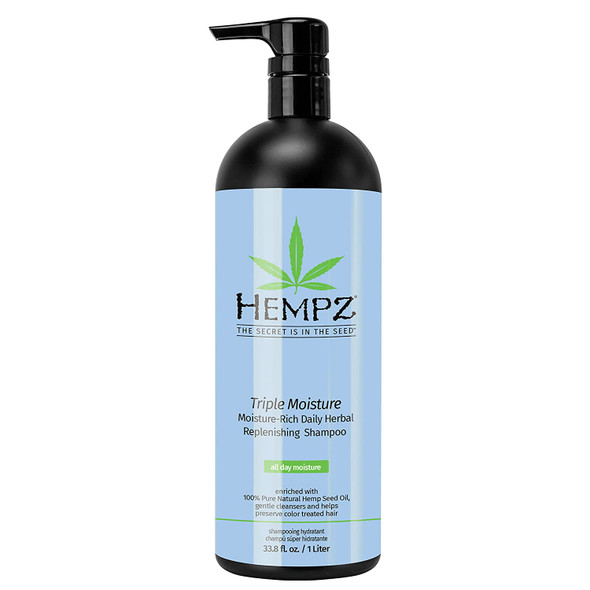 Hempz Triple Moisture Herbal Shampoo, Grapefruit & Peach Scent, Intensely Hydrate and Nourish, 33.8 oz.