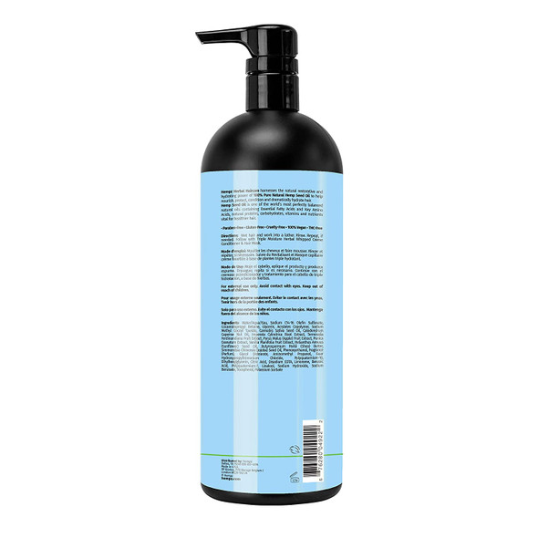 Hempz Triple Moisture Herbal Shampoo, Grapefruit & Peach Scent, Intensely Hydrate and Nourish, 33.8 oz.