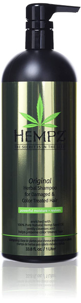 Hempz Original Herbal Shampoo for Damaged and Color Treated Hair, Pearl Yellow, Floral/Banana, 33.8 Fluid Ounce (1 Liter)