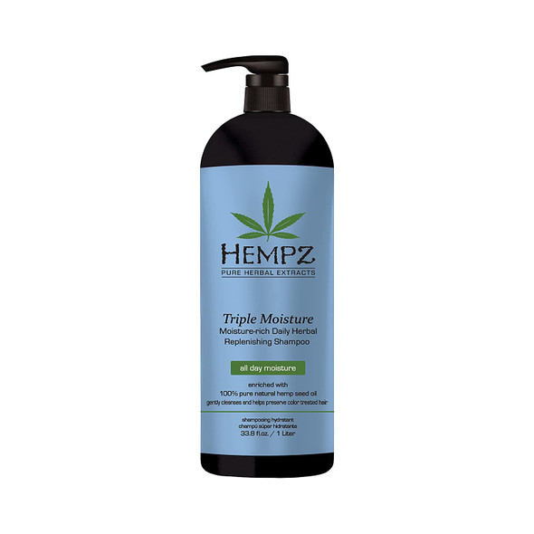 Hempz Triple Moisture-Rich Daily Herbal Replenishing Shampoo, Pearl Blue Enchanted Grapefruit, 33.8 Fl Oz (Pack of 1)