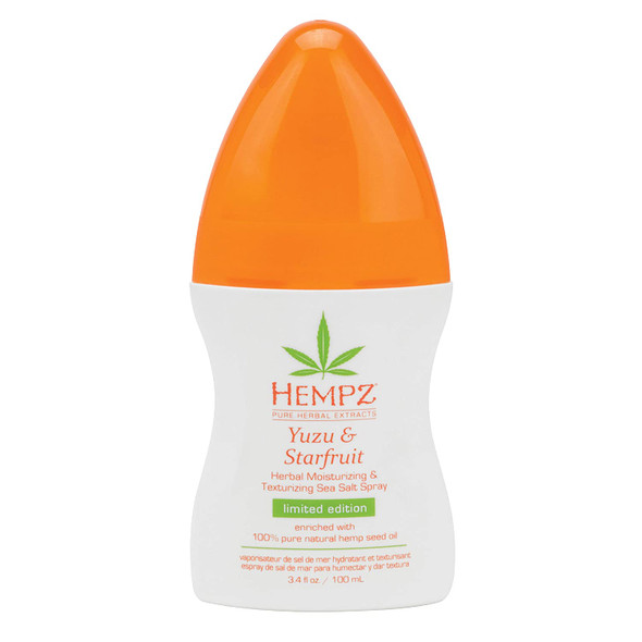 Hempz Yuzu & Starfruit Salt Spray, 3.4 oz. - Herbal Texturizing Bottled Mist for Styling Womens Hair, Volumizing Beauty Products for all Hairs and Types - Premium Hairspray for Summer Season