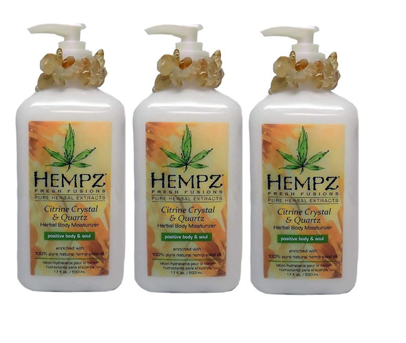 HEMPZ Herbal Body Moisturizer Citrine Crystal & Quartz 17 oz 3 Pack