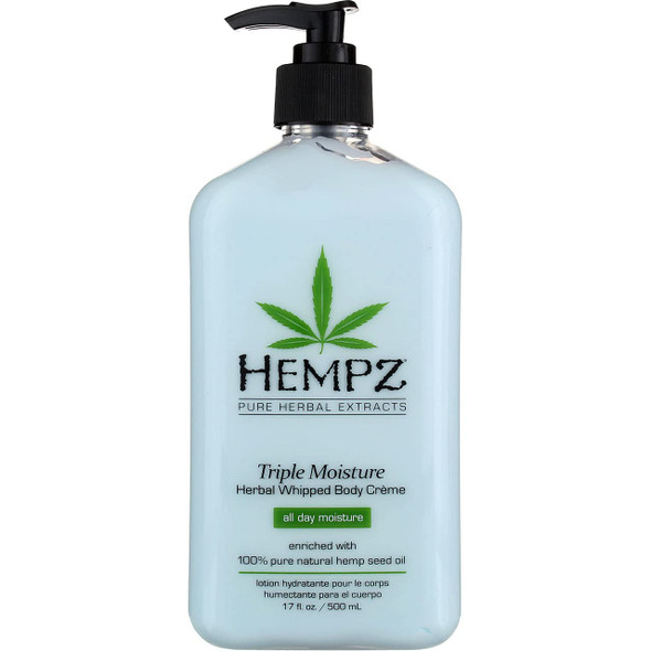 Hempz Body Moisturizer Triple Moisture 17 Ounce Pump (500ml) (Pack of 3)