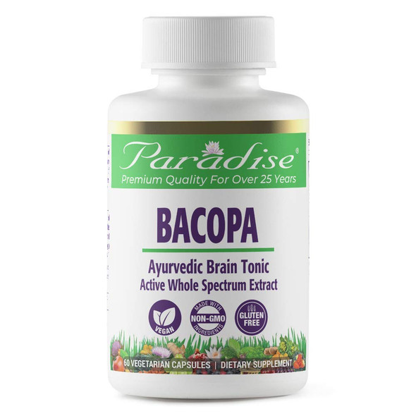 Paradise Herbs Bacopa, Organic 60 Vegetarian Capsul
