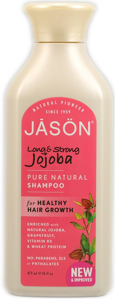 Jason Pure Natural Shampoo, Long & Strong Jojoba, 16Ounce (Pack of 3)