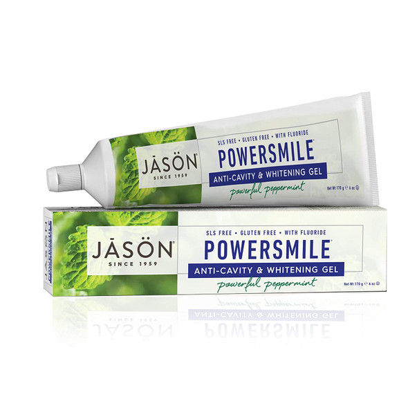 Jason Powersmile Anti-Cavity & Whitening Gel, Powerful Peppermint, 6 Oz