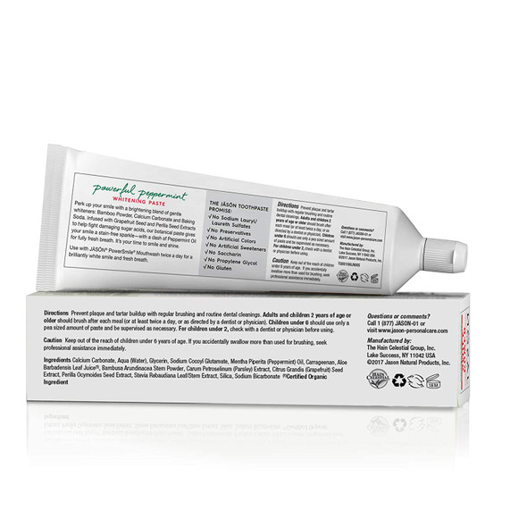 JASON Powersmile Whitening Fluoride-Free Toothpaste, 6 Ounce Tube