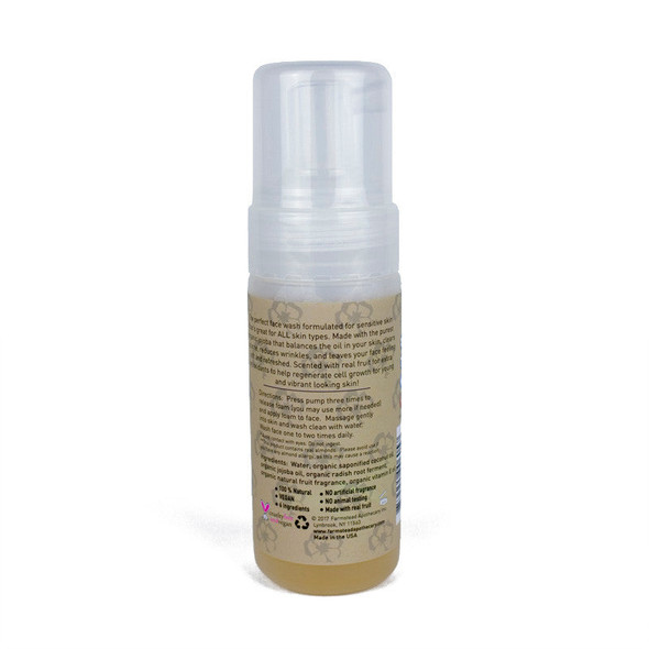 Farmstead Apothecary 100% Natural Foaming Face Wash with Organic Jojoba Oil, Lemon Almond 5 oz