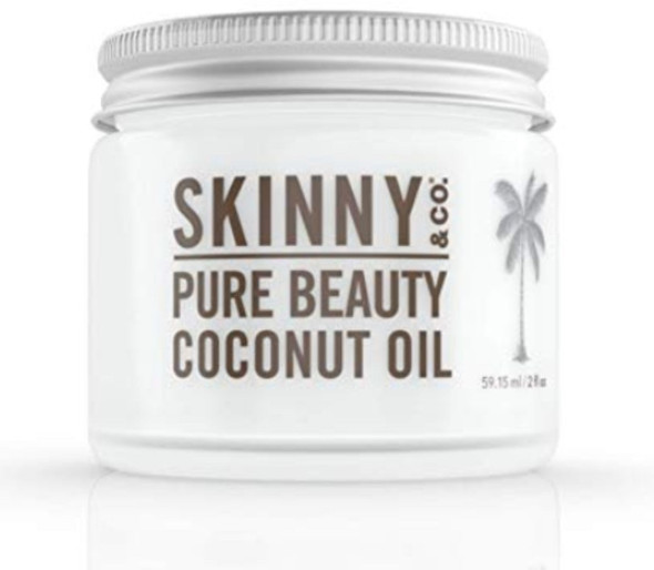 SKINNY & CO. Pure Beauty Coconut Oil-  100% Raw NutraLock Coconut Oil - 100% Coconut Oil - 2 oz.