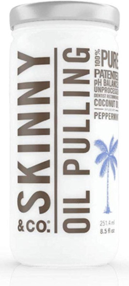 SKINNY & CO. Peppermint Oil Pulling Coconut Oil- 100% Chemical Free - 8.5 oz.