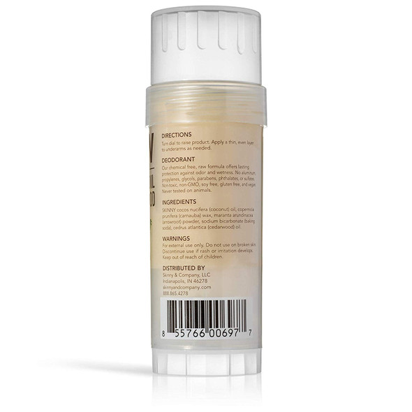 SKINNY & CO. 100% Pure Coconut Oil with Cedarwood Deodorant- 100% Chemical Free - 2 oz.