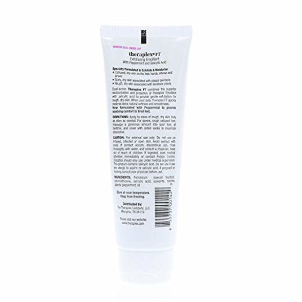 THERAPLEX Exfoliating Emollient Cream, Peppermint, 2.50 oz, for Rough, Dry Skin, Callused Feet
