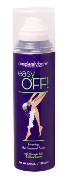 Completely Bare easy OFF! Foaming Hair Removal Spray with Volcanic Ash & Shea Butter to Naturally Moisturize, Keep Sensitive Skin Protected and Looking Polished - Spray, Wipe & Wash, 6 oz