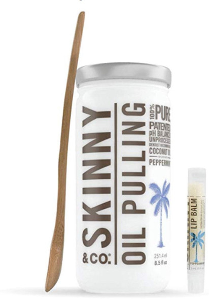 SKINNY & CO. Peppermint Coconut Oil Pulling Kit - 100% Chemical Free 24 oz.