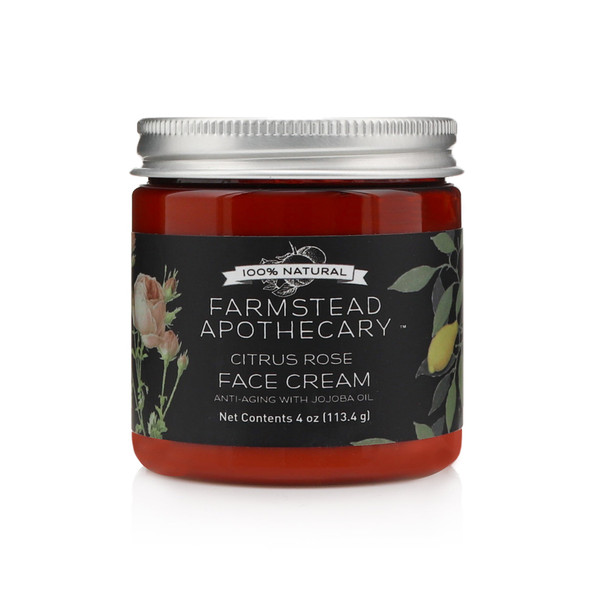 Farmstead Apothecary 100% Natural Anti-Aging Face Cream with Jojoba Oil, Citrus Rose 4 oz