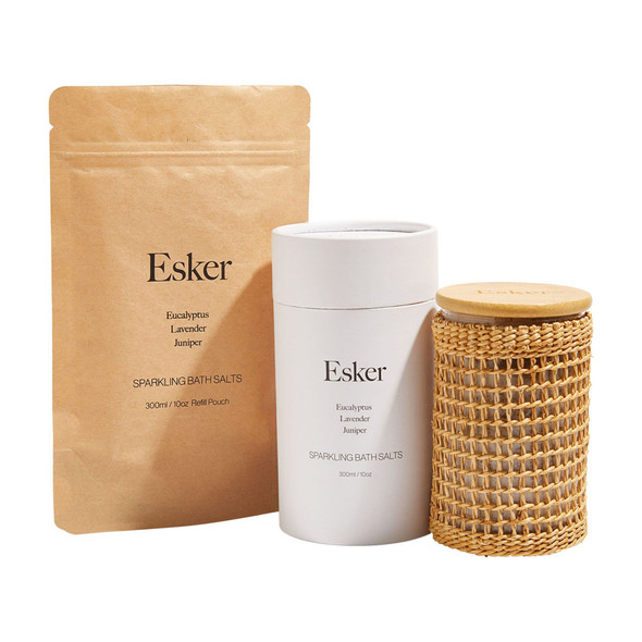 Esker Sparkling Bath Salts - Glass Carafe + Refill