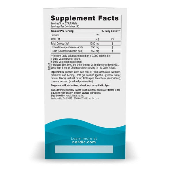 Nordic Naturals Ultimate Omega Lemon 1280 mg omega3 180 Soft Gels