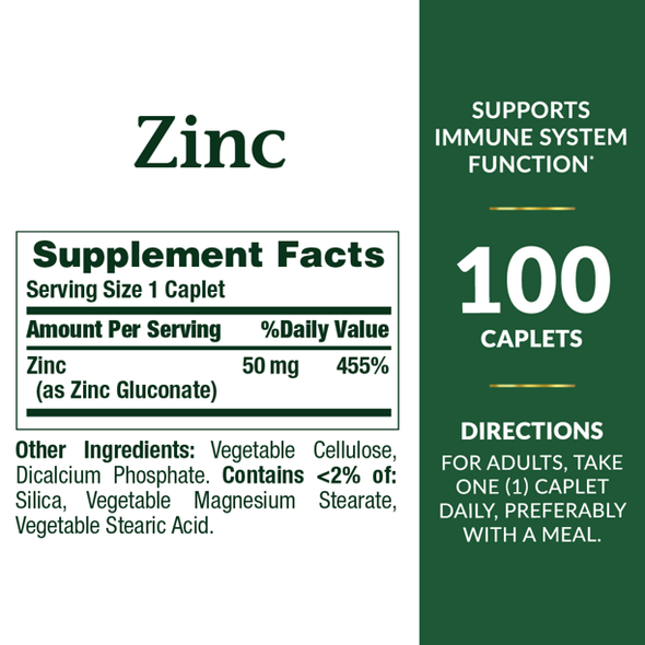 Natures Bounty zinc 50mg - 100 Tablets