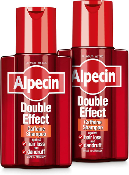 Alpecin Double Effect Shampoo 2x 200ml | Anti Dandruff and Natural Hair Growth Shampoo | Energizer for Strong Hair | Hair Care for Men Made in Germany