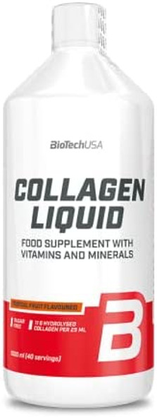 BioTechUSA Collagen Liquid, Flavored Dietary Supplement Drink with Collagen, Vitamins, Minerals and sweeteners, 1000 ml, Tropical Fruit