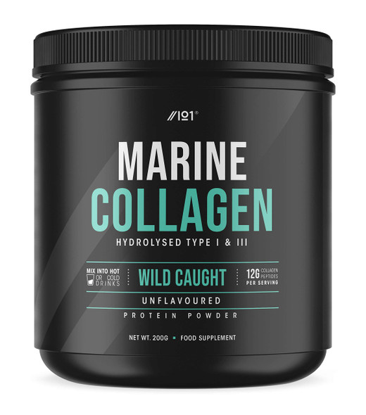 Marine Collagen Powder Supplement - Wild-Caught Canadian Marine Collagen - Unflavoured - Types 1 & 3 Collagen Peptides - Hydrolysed Deep Ocean Canadian Source. Non Gmo, Gluten Free, Halal. 200G
