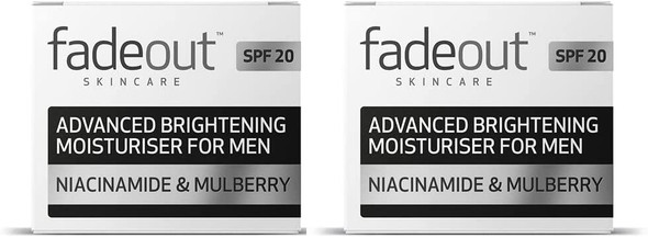 Fade Out Advanced Brightening Moisturiser for Men Exfoliating Daily Moisturiser with SPF20 with Niacinamide & Mulberry 2 x 50ml