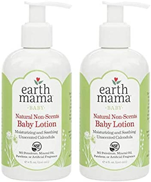 Earth Mama Natural Non-Scents Baby Lotion with Organic Calendula, 8-Fluid Ounce (2-Pack)