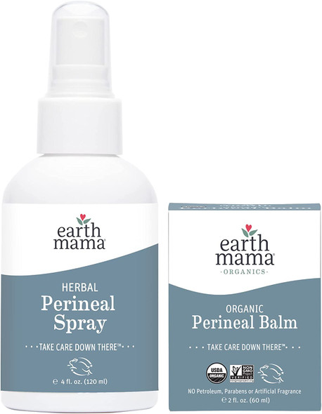 Earth Mama Postpartum Recovery Kit | Take Care Down There® with Organic Perineal Balm & Herbal Perineal Spray, 2-Piece Set