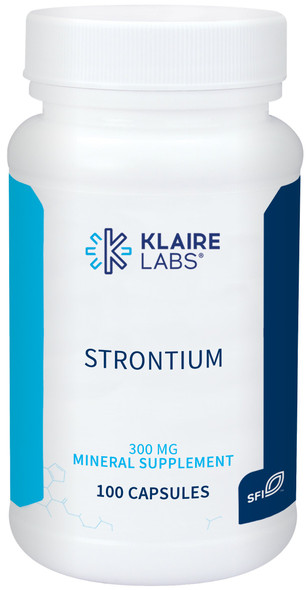 Klaire Labs Strontium - Hypoallergenic 300 Milligrams Bioavailable Strontium Citrate for Bone & Tissue Support (100 Capsules)