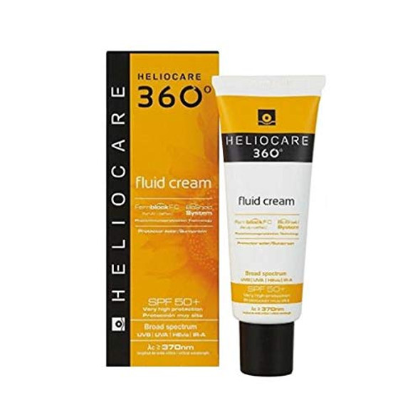 Heliocare 360 Fluid Cream Spf50+ 50Ml / Sun Cream For Face/Daily Uva, Uvb Visible Light And Infrared-A Anti-Ageing Sunscreen Protection/Dry And Normal Skin Types/Hydrating