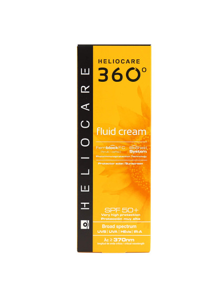 Heliocare® 360° Fluid Cream SPF50+ 50ml / Sun Cream For Face / Daily UVA, UVB Visible light and infrared-A Anti-Ageing Sunscreen Protection / Dry and Normal Skin Types / Hydrating